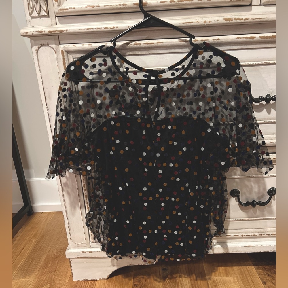 Eva Franco Zadie Dotted Sheer Layered Top